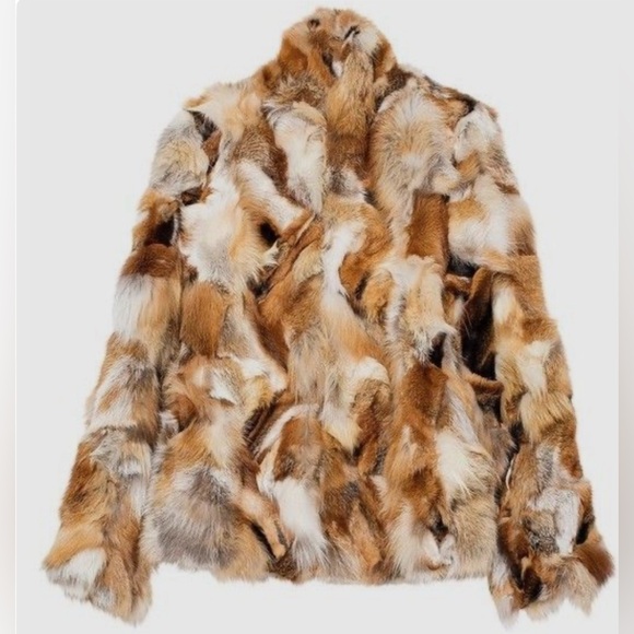 ZADIG & VOLTAIRE Liam Deluxe Real Fox Fur Patchwork Jacket In Beige - Picture 8 of 10